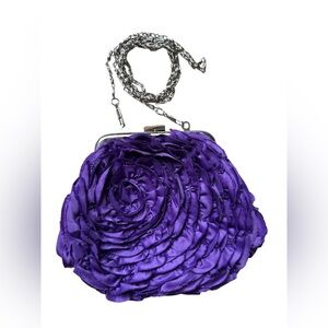 White House Black Market roses purple purse with detachable crossbody chain